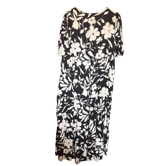 Passport Susan Graver Floral Maxi Dress Large Black White LP Petite Large - Picture 3 of 4
